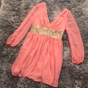 Light Pink Cocktail Dress with Gold Sequins ✨
